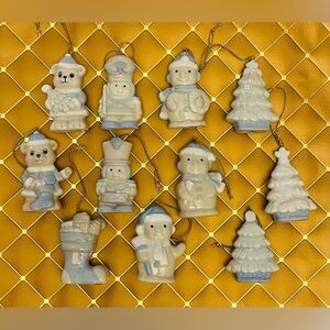 Christmas Ornaments by Trim a Home Hand Painted Porcelain Set 11 Ornaments VTG